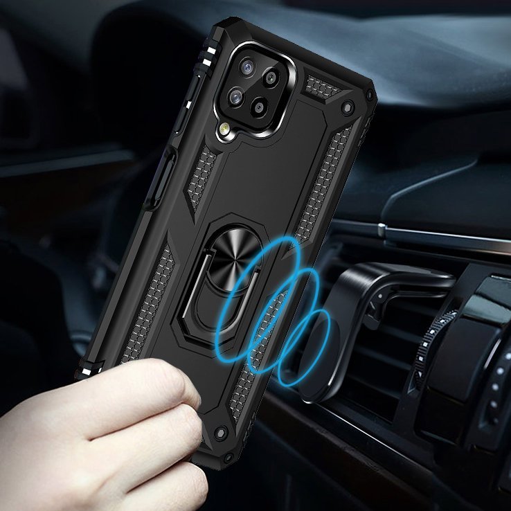 Protectores para celular  para Samsung  A22 4G Funda reforzada con anillo v2 Negro